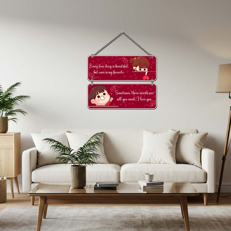 GIFTMEBAZAR Romantic Love Wall Hanging Wall Art Love Theme For Bedroom, Living Room Decoration Gift For Valentines Day, Birthday, Anniversary